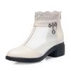 Botas de Malha Femininas de Tamanho Grande com Salto Médio e Bico Fechado, Novo Estilo Primavera, com Solado Macio, Tecido de Malha, Design Vazado, Sapatos Versáteis para Mães, Sandálias