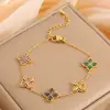 Nova Moda Zircônia Pulseira de Grama da Sorte Luxo Leve Sensação de Alto Nível Não Desbota Pulseira de Trevo de Quatro Folhas Versão Alta Joia de Mão