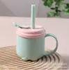 Botella de Agua de Plástico Anticaídas y Antifugas para Niños de Verano, Taza de Agua con Dibujos Animados Lindos, Vaso con Popote para Niños y Niñas