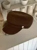 Gorra de lana vintage tipo boina para mujer, boina versátil para otoño e invierno, sombrero plano de equitación, sombrero octogonal de artista que adelgaza el rostro
