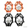 Crampones de hielo para exteriores, acero inoxidable, diseño de 28 dientes, para escalada en roca, escalada en nieve, uso invernal, agarres de hielo reforzados, cubrezapatos antideslizantes, para montañismo