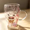 Taza de Vidrio de Alto Borosilicato Impresa con Temática Navideña y Dibujos Animados para Leche, Desayuno, Café y Té con Leche Taza de Doble Pared