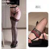 Meias Qianai Sexy Peça Única com Suspensórios de Renda, Ultrafinas, Sexy, Transparentes e Tentadoras, Bumbum Aberto e Exposto Sem Tirar