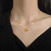 [acero de titanio de cuerpo completo] Anillo romano temperamento personalidad viento minimalista horno collar de oro real femenino cadena clavícula ins