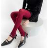 Calcetines de Algodón Planos de Media Pierna con Estribo Serie Miu Otoño e Invierno Estilo Pasarela con Etiqueta de Tela de Letras, Leggings Grises Estilo Ins