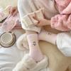Calcetines de Lana Australiana para Mujer, Calcetines de Media Caña Rayados, Engrosados y Cálidos para Otoño e Invierno, Lindos y Dulces de Estilo Japonés, Calcetines de Felpa para el Suelo