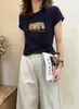 Camiseta de Algodón Acanalado Guangzhou Shisanxing de 220g para Mujer, Directo de Fábrica, Corte Entallado, Top de Manga Corta de Moda, Suministro Exclusivo Segunda Remesa de Verano
