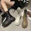 2026 Nuevas Botas Martin de Celebridad de Internet Más Vendidas Elegantes con Punta Redonda de Alto Valor para Mujer, Corte Bajo de Color Sólido, No Cansan los Pies al Estar de Pie por Mucho Tiempo
