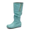 Botas de mujer de tacón alto con punta redonda, estilo europeo y americano, con puños, botas de moda talla grande, stock de venta rápida transfronteriza 15-16