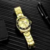 Relógio Masculino de Aço com Mostrador Grande Dourado Relógio de Quartzo com Pulseira de Aço e Mostrador Grande Relógio Europeu e Americano com Calendário Único Especial Transfronteiriço para Homens
