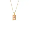 Colar Pingente de Pedra Preciosa para Carta de Tarot Retangular Novo com Gotejamento de Óleo e Cravejado de Diamantes, Estilo Europeu e Americano, Design Único de Nicho e Temperamento Elegante
