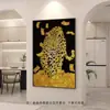 Pintura decorativa minimalista en blanco y negro de leopardo para sala de estar, sofá, pasillo, corredor y pasillo, arte con una estética de alta gama