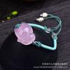 Conjunto de Pulsera Colgante Collar de Calcedonia Rosa Serie Pequeña Fresca con Flores de Concha Tallada Perla