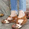 Zapatos de Mujer de Comercio Exterior 2026 Verano Nuevas Sandalias Romanas de Cuña Retro Europeas y Americanas con Tiras Cruzadas para Mujer