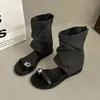 Sandalias de Cuña Retro Simples y Elegantes para Mujer, Nuevas Botines Versátiles Verano 2026 con Aumento Oculto de Altura, Tendencia de Sandalias Romanas