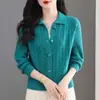 Chaqueta Cardigan Corto de Punto con Cuello, Nuevo Estilo de Moda, Versátil Casual, Rejuvenecedor, Top Holgado y Elegante para Mujer