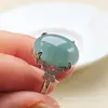 Anillo Azul Agua de Jadeíta Grado A Natural con Jade Incrustado Anillo Ajustable Anillos de Pareja Fabricante de Jade Venta al por Mayor