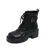 Botines de Tacón Alto Retro 2026 para Mujer, Elegantes con Cremallera Lateral, Estilo Británico de Otoño, Hebilla de Cinturón, Nuevos Botines Martin de Punta Redonda