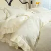 2026 Nuevo Juego de Cama Jacquard de Encaje Estilo Coreano de Lujo Ligero para Primavera y Verano Juego de Cuatro Piezas Seda Lavada Seda Helada