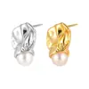 Brincos de Prata Irregulares Minimalistas Únicos e Sofisticados para Mulheres, Brincos de Pérola Simples e Versáteis para Outono e Inverno