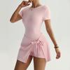 Saia Shorts de Yoga Peça Única com Costas Nuas Ajustada, Estilo Duas Peças, Saia de Tênis Esportiva Anti-Exposição para Fitness ao Ar Livre para Mulheres, Exclusivamente para Vendas Transfronteiriças