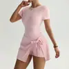 Saia-Shorts de Yoga Personalizada Transfronteiriça, Justa com Costas Bonitas, Falsa Peça Dupla, Fitness ao Ar Livre, Anti-Exposição, Saia Esportiva para Tênis para Mulheres