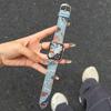 Adequado para Applewatchs10/11 Pulseira de Relógio Gato Bordado em Jeans Pulseira Apple S9 Couro Outono e Inverno Feminino Pulseira de Relógio S8