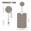 Porta Credencial Estampado de Leopardo con Hebilla Retráctil de Fácil Extracción para Credenciales de Empleado, Tarjetas de Identificación, Tarjetas de Transporte y Tarjetas de Llave
