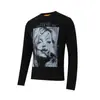WT717 High Street Estilo Americano Unisex Estampado de Personaje Retro Ajustada Moda Callejera para Hombre Camiseta de Manga Larga