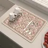 Tapete Drenante para Cozinha Tapete Resistente a Manchas Persa Americano para Bancada Doméstico Secagem Rápida Tapete para Máquina de Café Mesa de Jantar Tapete de Terra de Diatomáceas Absorção de Água