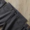 Pantalones casuales rectos de algodón puro para hombre, estilo negocios, color gris oscuro, con bolsillos, nuevos de comercio exterior, otoño e invierno 2022, para jóvenes