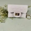 Estilo Chanel Chaveiro de Diamante Botão de Cartão Fecho Bolsa Pequena Simples Porta-Moedas Mini Bolsa para Celular com Cartão