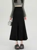 Falda vintage de ante de longitud media para mujer, nuevo estilo otoño 2026, falda lápiz recta favorecedora de línea A con caída A14036