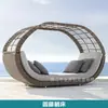Cadeira de Lounge Rattan para Villa ao Ar Livre Clube Cadeira de Lounge Imitação de Rattan Banheiro Piscina Pátio Varanda Cama de Praia de Lazer Cama Redonda de Rattan