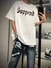 Camiseta Branca de Algodão Puro de Manga Curta Estilo Retrô Vintage Americano para Homens Verão Tendência Marca Bf Estilo de Rua Solta Meia-Manga Top