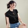 9885 # Dropshipping 2025 Verano Nuevo Estilo Nacional Nueva Camiseta de Manga Corta Chinoiserie Femenina Algodón Top Suministro