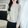 Cardigan Corto Casual de Punto Fino con Doble Cremallera y Cuello Redondo para Mujer, Estilo Old Money, para Principios de Otoño, Suéter Blanco