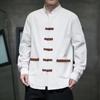 Camisa de manga larga con hebilla vintage de algodón y lino para hombre, estilo chino, otoño 2023, camisa de traje Tang de talla grande a la moda para hombre