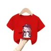 2346 # Camiseta de Algodón Puro para Niñas de Manga Corta 2025 Nueva Ropa Infantil Coreana Holgada Tallas Mediana y Grande Camisetas Lindas de Dibujos Animados para Niños Verano
