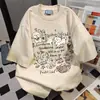 Camiseta de Manga Corta Gris Claro con Estampado de Letras de Cachorro Divertido Nuevo Verano 2025 Versátil Divertido Estilo Universitario