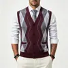 Chaleco de punto forrado de forro polar para hombre de otoño e invierno, capa interior para hombre para otoño e invierno, chaleco suéter sin mangas cálido y de corte ajustado