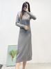 Ropa de Mujer de Estilo Francés para Otoño e Invierno, Vestido de Suéter Tejido de Lujo Ligero Retro Ajustado Largo Sobre la Rodilla con Cuello Medio Alto para Mujer