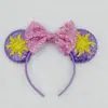 Faixa de Cabelo Mickey com Laço de Lantejoulas Europeu e Americano Acessórios de Cabelo Princesa Congelada Dançante Faixa de Cabelo Desenho Animado Orvalho Estelar 2716