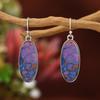 Aretes colgantes Duo Han transfronterizos de Amazon estilo retro pastoral de gota de agua Cristal de Dragón Púrpura Ópalo exquisitos de cristal pintura al óleo