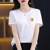 2023 Verano Nueva Llegada Lazo de Lentejuelas Combinable Estilo Chanel Top Camiseta de Manga Corta Femenino Estilo Ins Manga Media Body