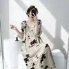 Camisola de Seda de Algodão para Mulheres, Novo Vestido de Verão Estilo Chinês, Vestido de Seda de Algodão Que Pode Ser Usado Fora, Roupa de Casa de Alto Padrão Extra Longa para Primavera e Outono