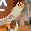 Funda de teléfono de color sólido estilo macarrón, adecuada para Apple 18 Pro Max, iPhone 17, con asa de cinta, 16, estilo coreano, 15