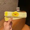 Linda diadema de dibujos animados Rilakkuma pollito de tira larga con cinta mágica para mujeres, doble uso para lavarse la cara, fijar mechones rebeldes y flequillo