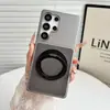 Adecuado para funda de teléfono Samsung S26ultra, soporte metálico de 360 grados, funda protectora S25FE con patrón grande de lichi, recubierta de aceite, tacto de piel