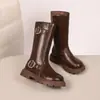 Botas Longas para Meninas 2026 Outono Novo Botas Martin para Crianças Botas de Couro Retrô Botas Longas para Meninas Moda Botas de Cano Alto Tendência